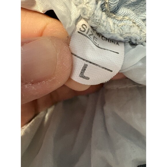 Light Wash Distressed Denim Jogger Jeans-Size Large-Drawstring Waist Streetwear - Picture 3 of 3